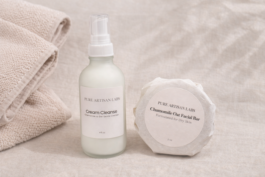 Simple skincare routine for mature skin with clean, hydrating products